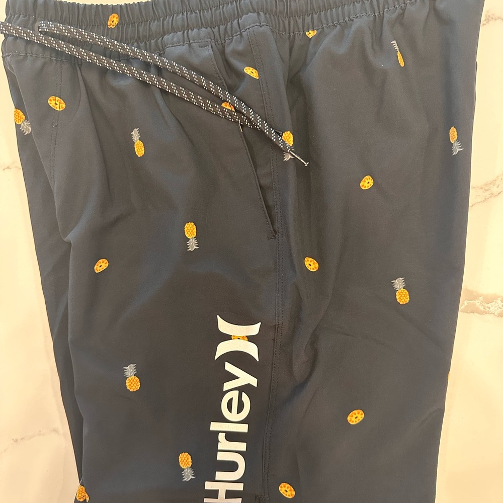 Hurley Black Shorts with Pineapple Print
